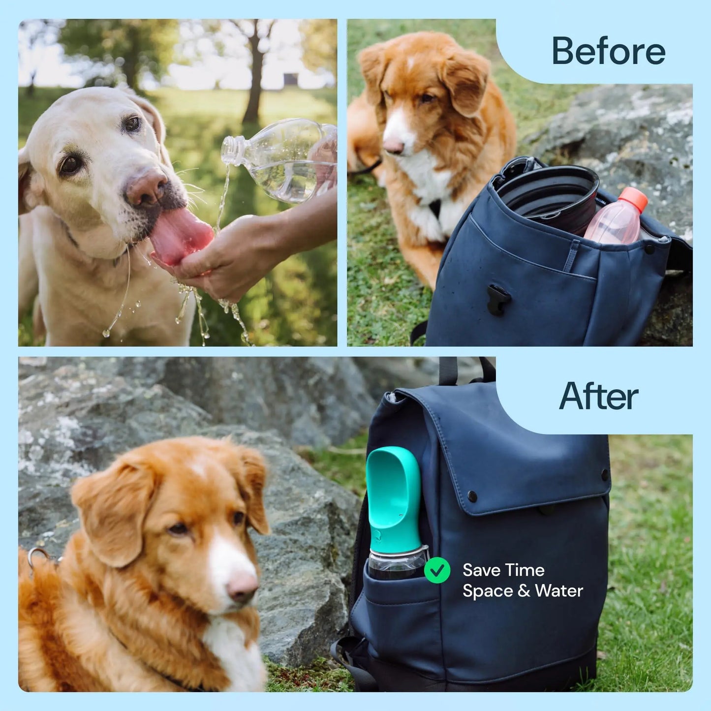 12Oz Food Grade Plastic Leak-Proof Portable Dog Water Bottle - Dispenser Water Bottles, Pet Drinking Feeder for Outdoor Walking, Hiking