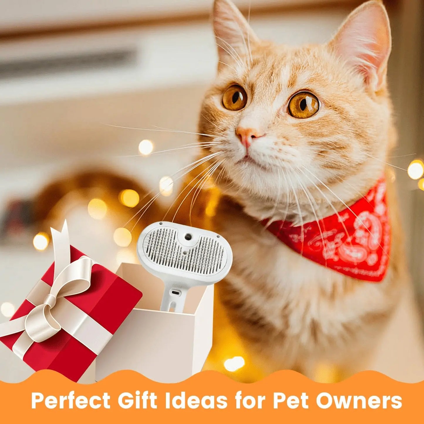 Three-In-One Cat Steam Brush, Pet Hair Remover and Grooming Spray Comb, Water Mist Spray Brush with Release Button, for Cats and Dogs, Grooming Accessories