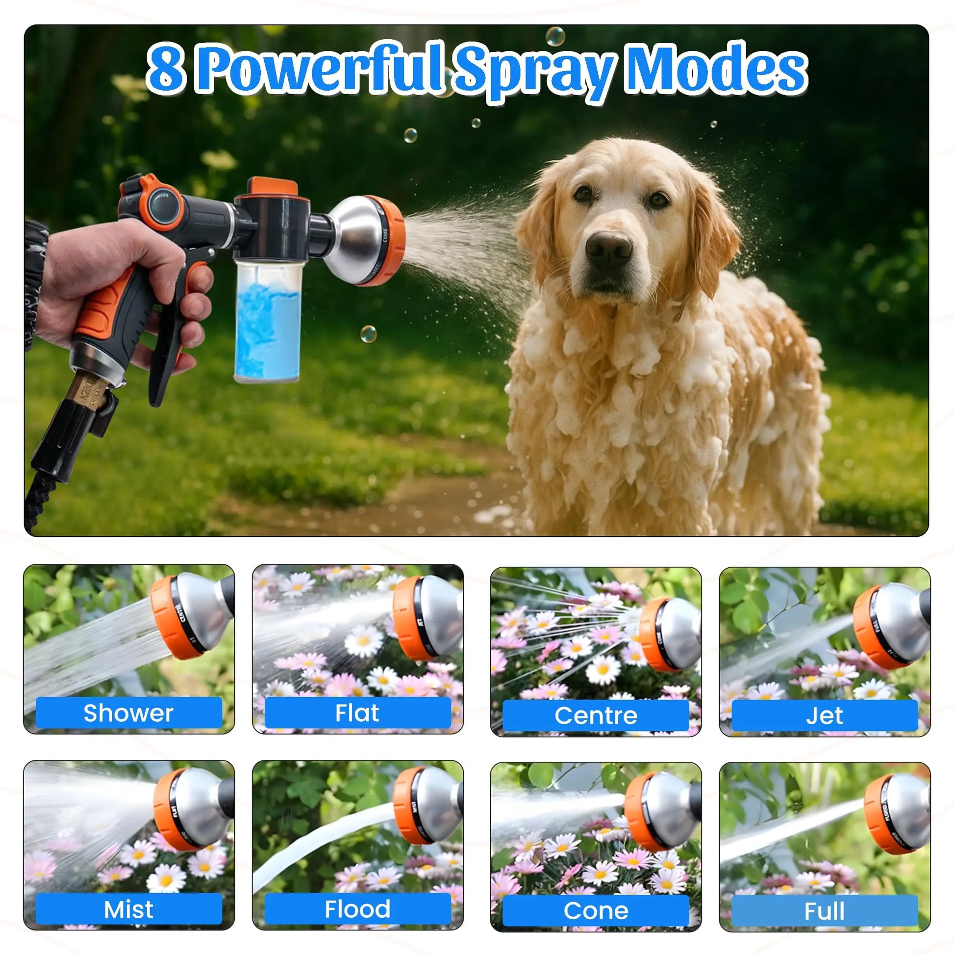 MASKOTIKS Dog Washing Hose Attachment-All in One Dog Bath Attachment for Tub-Dog Shampoo Sprayer-Dog Washing Kit-Dog Drying Towel-Dog Tooth Brush-Dog Washing Brush-Dog Scrubber for Bath and Dog Shampoo Brush