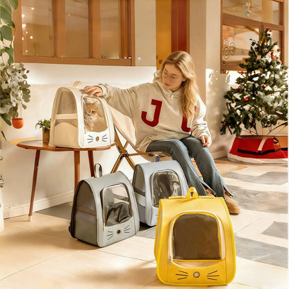 Transparent Cat Backpack with Ventilation Holes, Durable Travel Bag, Portable Breathable Pet Transport Box, Animal Carrier, Essential Pet Supplies for Cats and Dogs