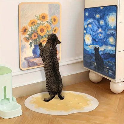 Cat Scratching Post Pet Toy, Durable Cat Pad Vertical Scratcher for Indoor Play, Multi-Functional Interactive Cat Climbing Mat, Self-Stick Christmas Halloween Decor, Scratcher Board