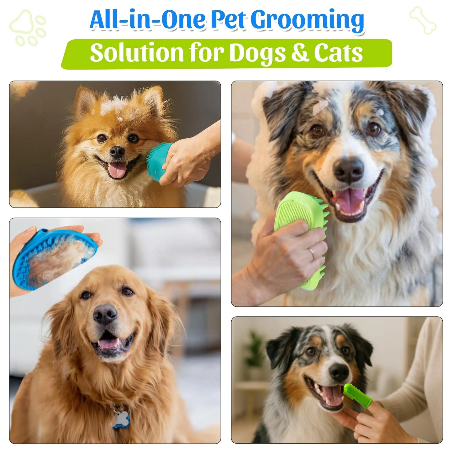 MASKOTIKS Dog Washing Hose Attachment-All in One Dog Bath Attachment for Tub-Dog Shampoo Sprayer-Dog Washing Kit-Dog Drying Towel-Dog Tooth Brush-Dog Washing Brush-Dog Scrubber for Bath and Dog Shampoo Brush
