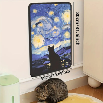 Cat Scratching Post Pet Toy, Durable Cat Pad Vertical Scratcher for Indoor Play, Multi-Functional Interactive Cat Climbing Mat, Self-Stick Christmas Halloween Decor, Scratcher Board