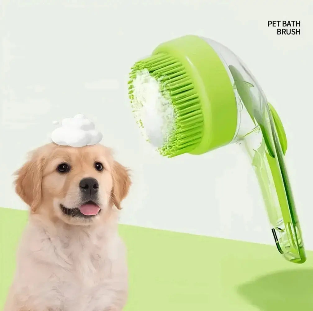 Pet Bath Brush - Long-Handled Grooming Tool for Dogs & Cats Shampoo Brush with Liquid Dispenser Head Scratcher & Massage for Easy Reach Grooming Cute Pet Bowl E1 plus Wlw Harness Vehicle Seatbelt Adjustable Height Elevated Bowl Stand Washable Memory F