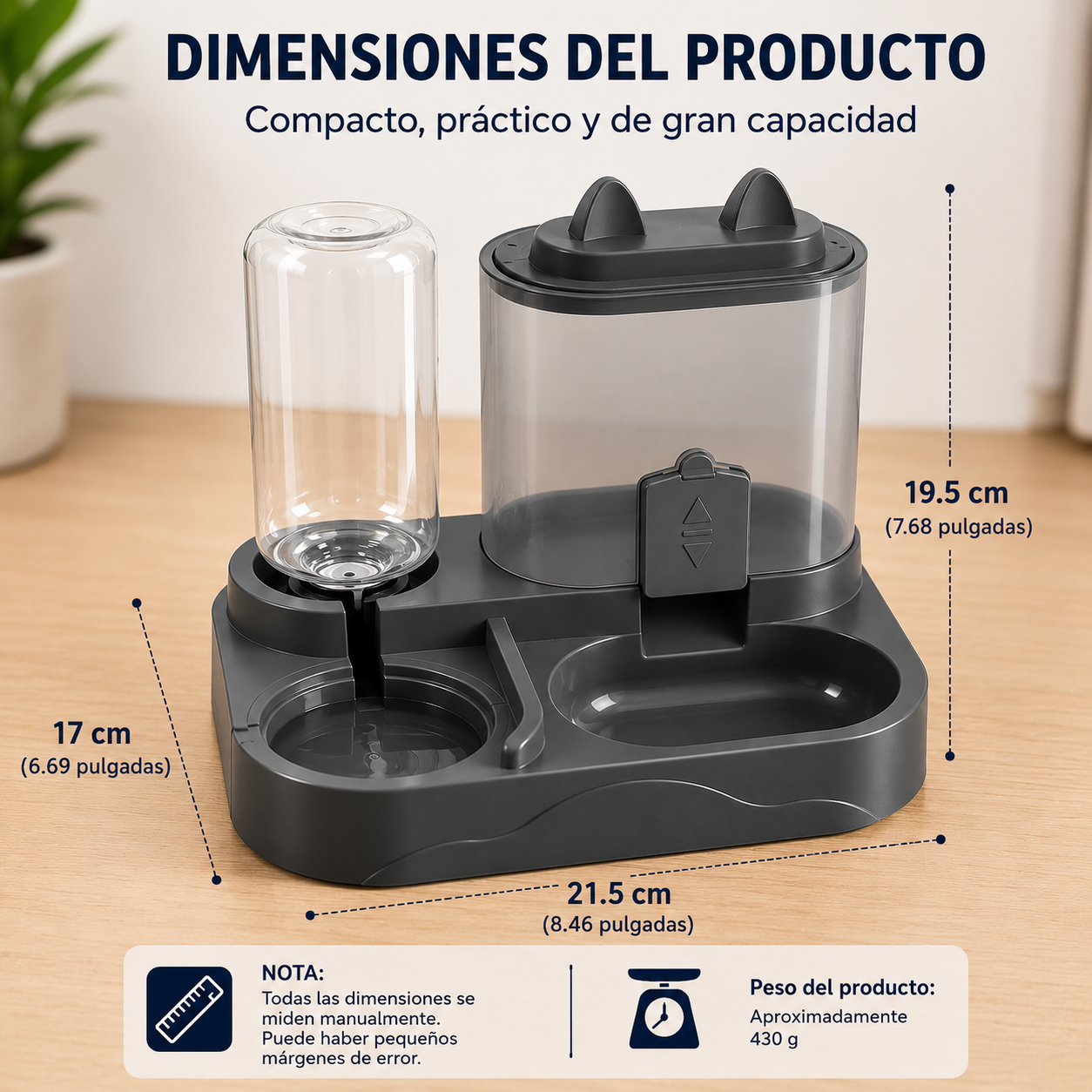 Dispensador Automático 2 en 1 para Mascotas | Comida y Agua Siempre Disponibles