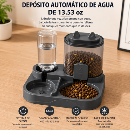 Dispensador Automático 2 en 1 para Mascotas | Comida y Agua Siempre Disponibles