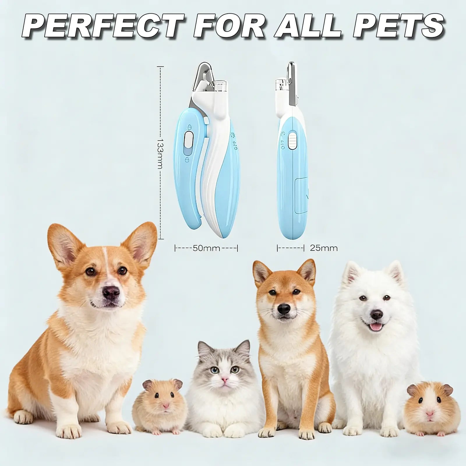 2-In-1 Cat Nail Clipper with Bright LED Light Safe the Quick Cutting Pet Paw Trimming Dog Claw Grooming Clippers Kit Sharp Stainless Blades Ultimate Tool