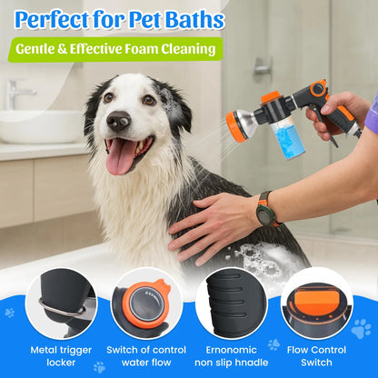 MASKOTIKS Dog Washing Hose Attachment-All in One Dog Bath Attachment for Tub-Dog Shampoo Sprayer-Dog Washing Kit-Dog Drying Towel-Dog Tooth Brush-Dog Washing Brush-Dog Scrubber for Bath and Dog Shampoo Brush