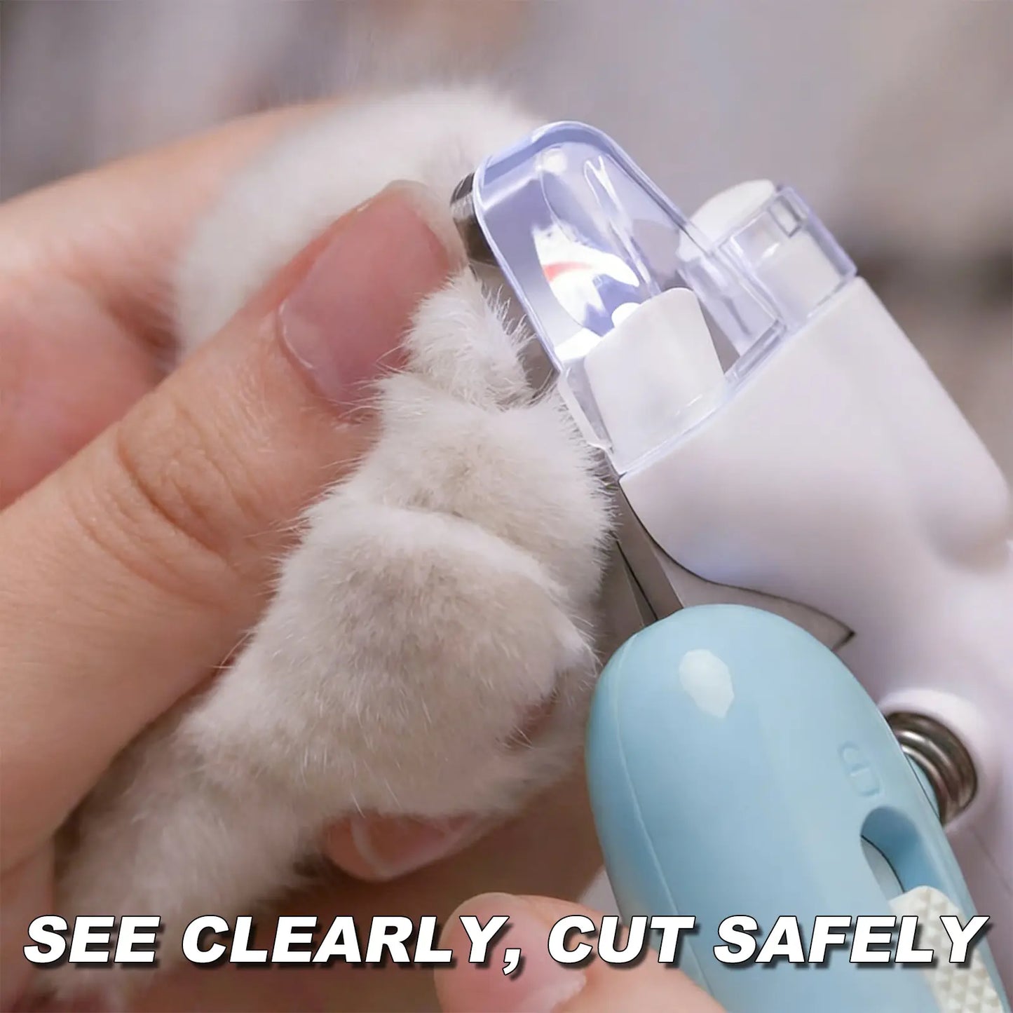 2-In-1 Cat Nail Clipper with Bright LED Light Safe the Quick Cutting Pet Paw Trimming Dog Claw Grooming Clippers Kit Sharp Stainless Blades Ultimate Tool