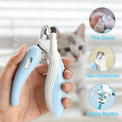 2-In-1 Cat Nail Clipper with Bright LED Light Safe the Quick Cutting Pet Paw Trimming Dog Claw Grooming Clippers Kit Sharp Stainless Blades Ultimate Tool