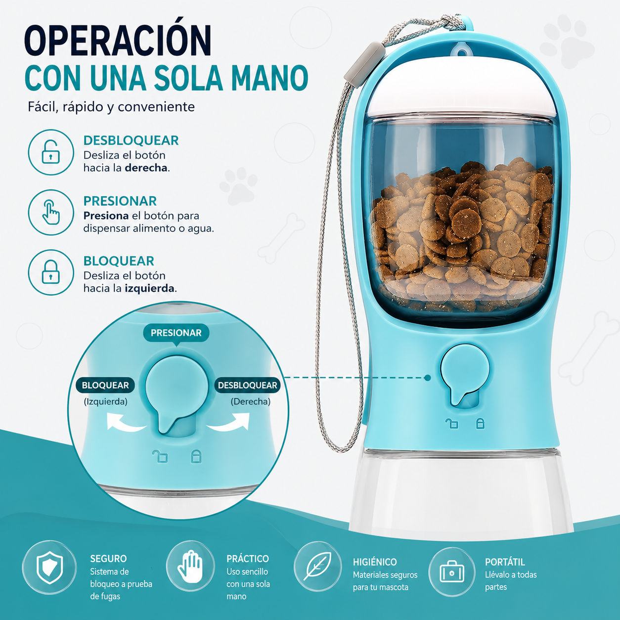 🏆 Botella Portátil para Perros y Gatos | Antifugas, Segura y Perfecta para Viajes