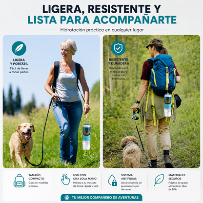 🏆 Botella Portátil para Perros y Gatos | Antifugas, Segura y Perfecta para Viajes