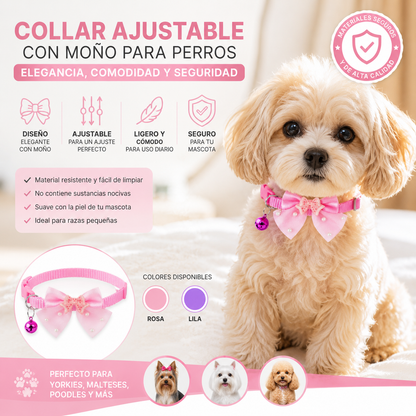 🐶 Collar Elegante con Moño para Perros | ¡Haz que tu Mascota Destaque!