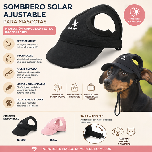 🌞 Protección Solar para tu Mejor Amigo | Sombrero Impermeable para Mascotas