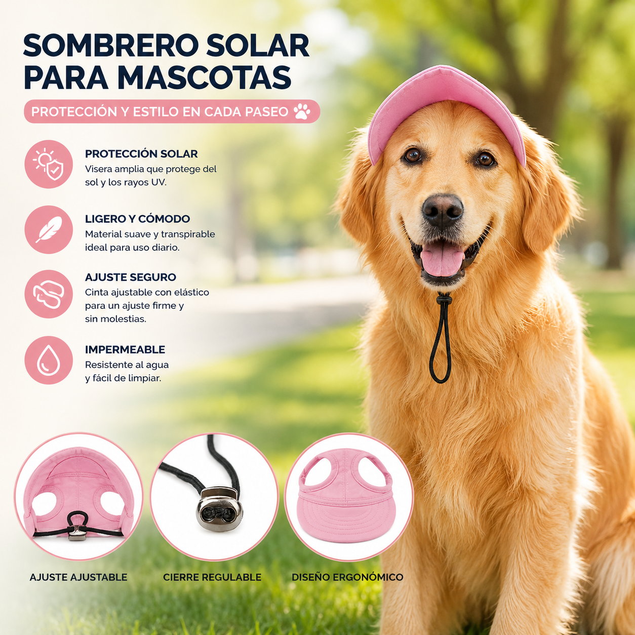 🌞 Protección Solar para tu Mejor Amigo | Sombrero Impermeable para Mascotas