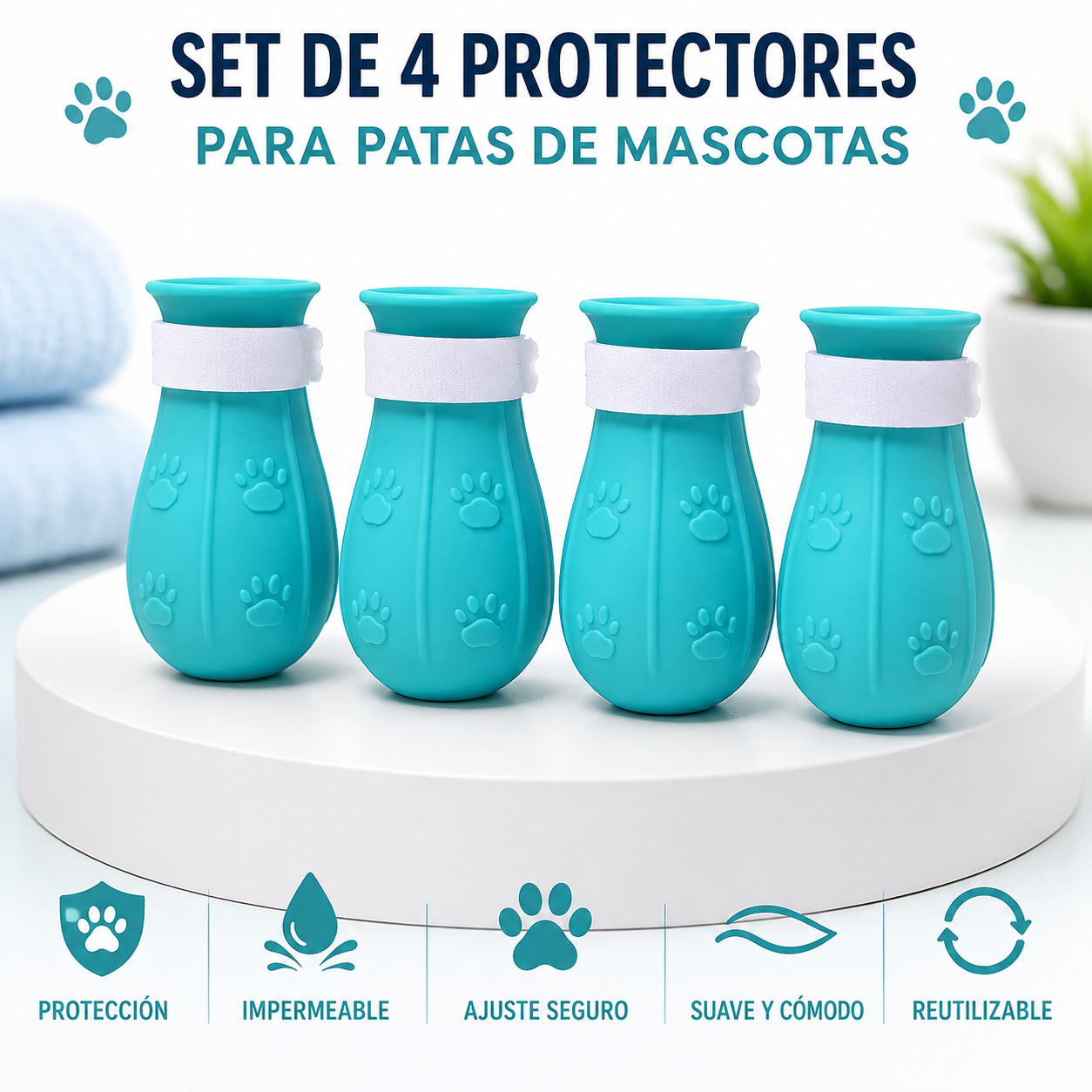 🐶🐱 Baña y Cuida a tu Mascota con Seguridad – Protectores de Patas de Silicona Reutilizables (4 Pares)