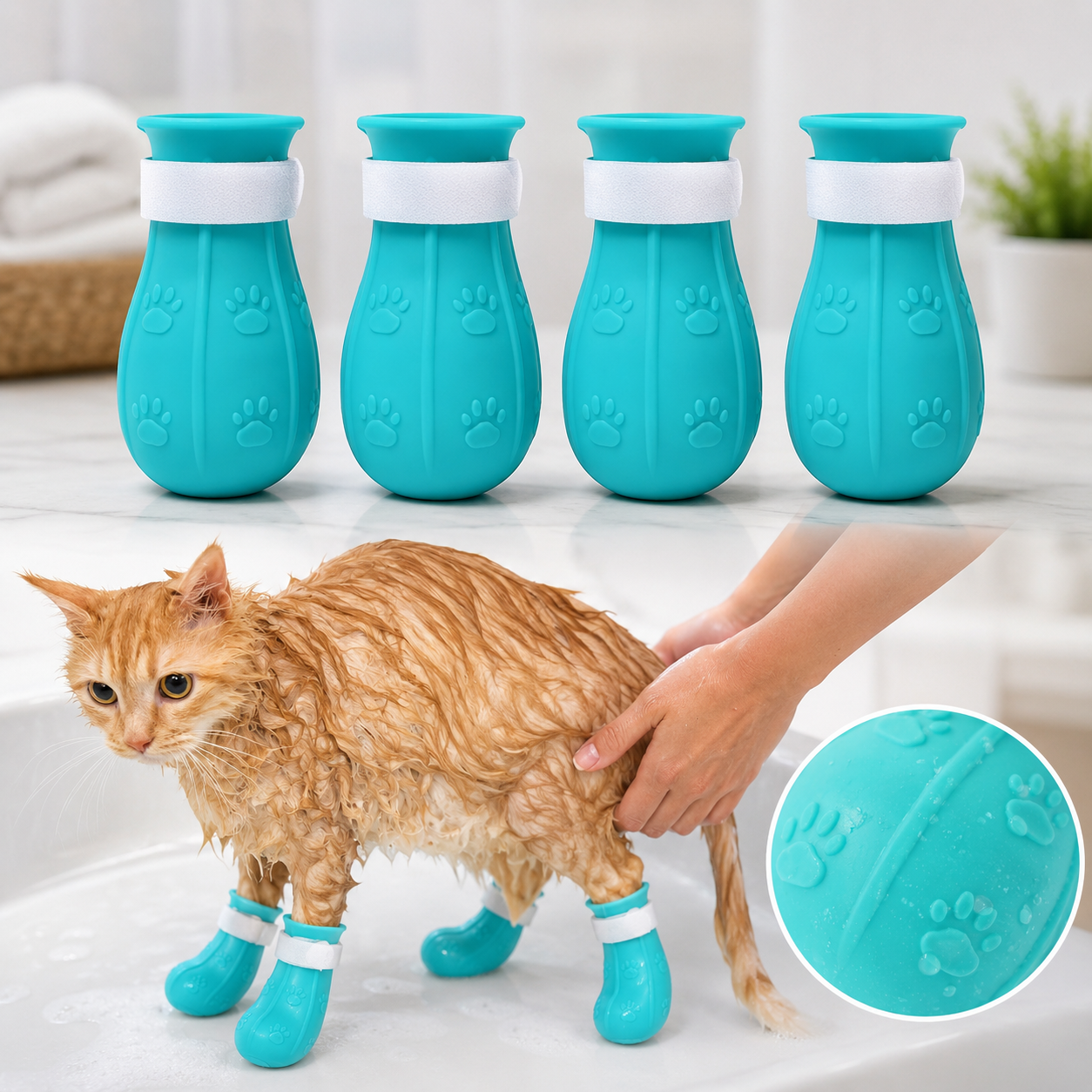 🐶🐱 Baña y Cuida a tu Mascota con Seguridad – Protectores de Patas de Silicona Reutilizables (4 Pares)