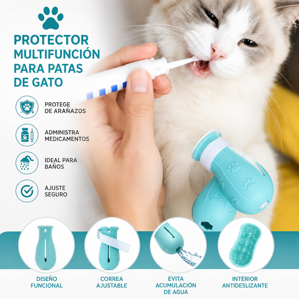 🐶🐱 Baña y Cuida a tu Mascota con Seguridad – Protectores de Patas de Silicona Reutilizables (4 Pares)