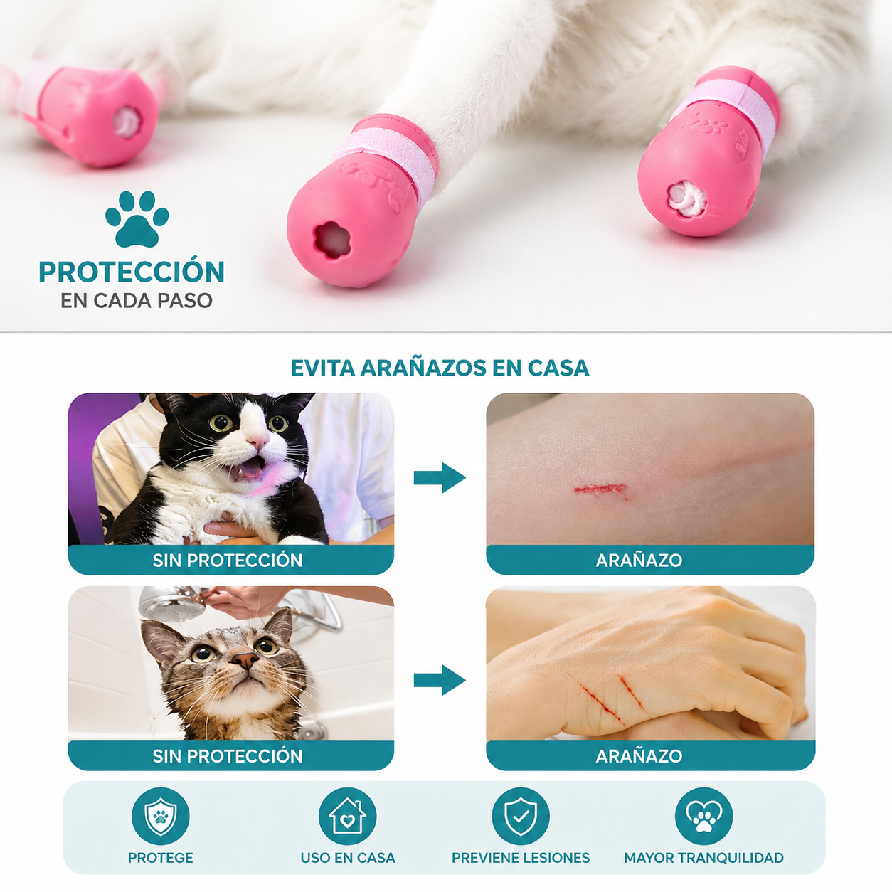 🐶🐱 Baña y Cuida a tu Mascota con Seguridad – Protectores de Patas de Silicona Reutilizables (4 Pares)