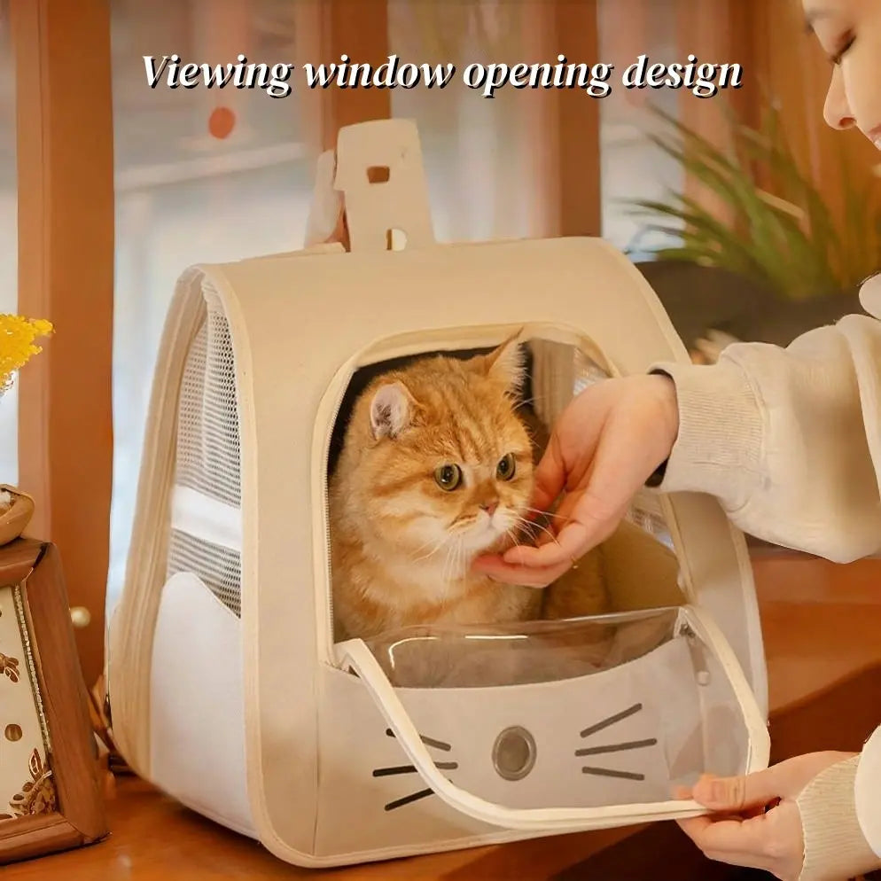 Transparent Cat Backpack with Ventilation Holes, Durable Travel Bag, Portable Breathable Pet Transport Box, Animal Carrier, Essential Pet Supplies for Cats and Dogs