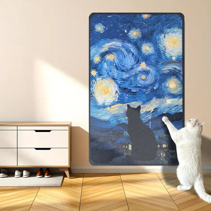 Cat Scratching Post Pet Toy, Durable Cat Pad Vertical Scratcher for Indoor Play, Multi-Functional Interactive Cat Climbing Mat, Self-Stick Christmas Halloween Decor, Scratcher Board