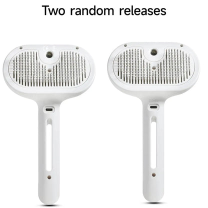 Three-In-One Cat Steam Brush, Pet Hair Remover and Grooming Spray Comb, Water Mist Spray Brush with Release Button, for Cats and Dogs, Grooming Accessories