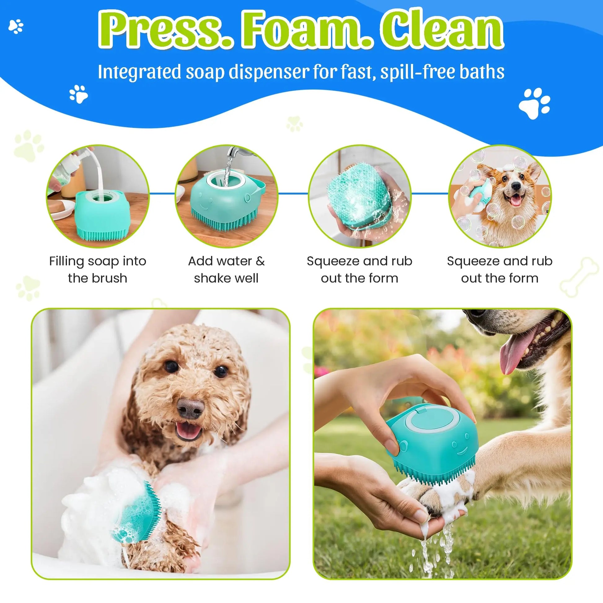 MASKOTIKS Dog Washing Hose Attachment-All in One Dog Bath Attachment for Tub-Dog Shampoo Sprayer-Dog Washing Kit-Dog Drying Towel-Dog Tooth Brush-Dog Washing Brush-Dog Scrubber for Bath and Dog Shampoo Brush