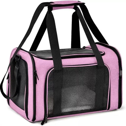 Portable Pet Carrier Bag, Suitable for Large Cats and Small Dogs, Airline-Approved Soft Travel Case, Breathable Mesh Transport Bag, Foldable Pet Travel Bag, Suitable for Outdoor/Car/Airplane Use