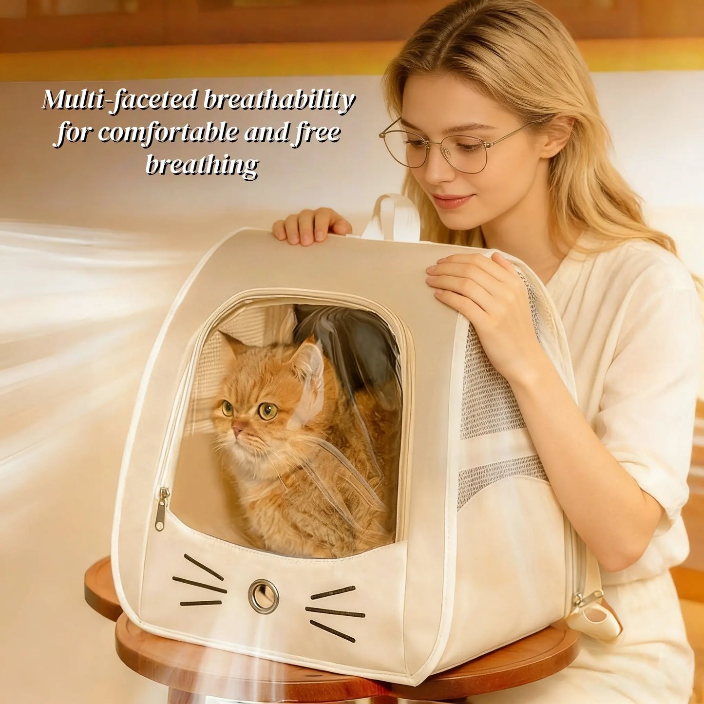 Transparent Cat Backpack with Ventilation Holes, Durable Travel Bag, Portable Breathable Pet Transport Box, Animal Carrier, Essential Pet Supplies for Cats and Dogs