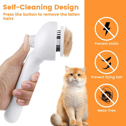 Three-In-One Cat Steam Brush, Pet Hair Remover and Grooming Spray Comb, Water Mist Spray Brush with Release Button, for Cats and Dogs, Grooming Accessories
